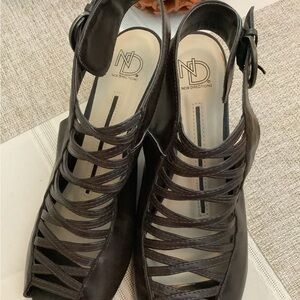 New Directions Elegant Brown Wedge Strappy Sandals